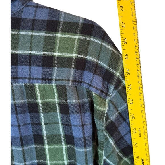 LL Bean Flannel Shirt Mens Performance XL Reg Traditional Fit Green Blue Cotton - Picture 9 of 9